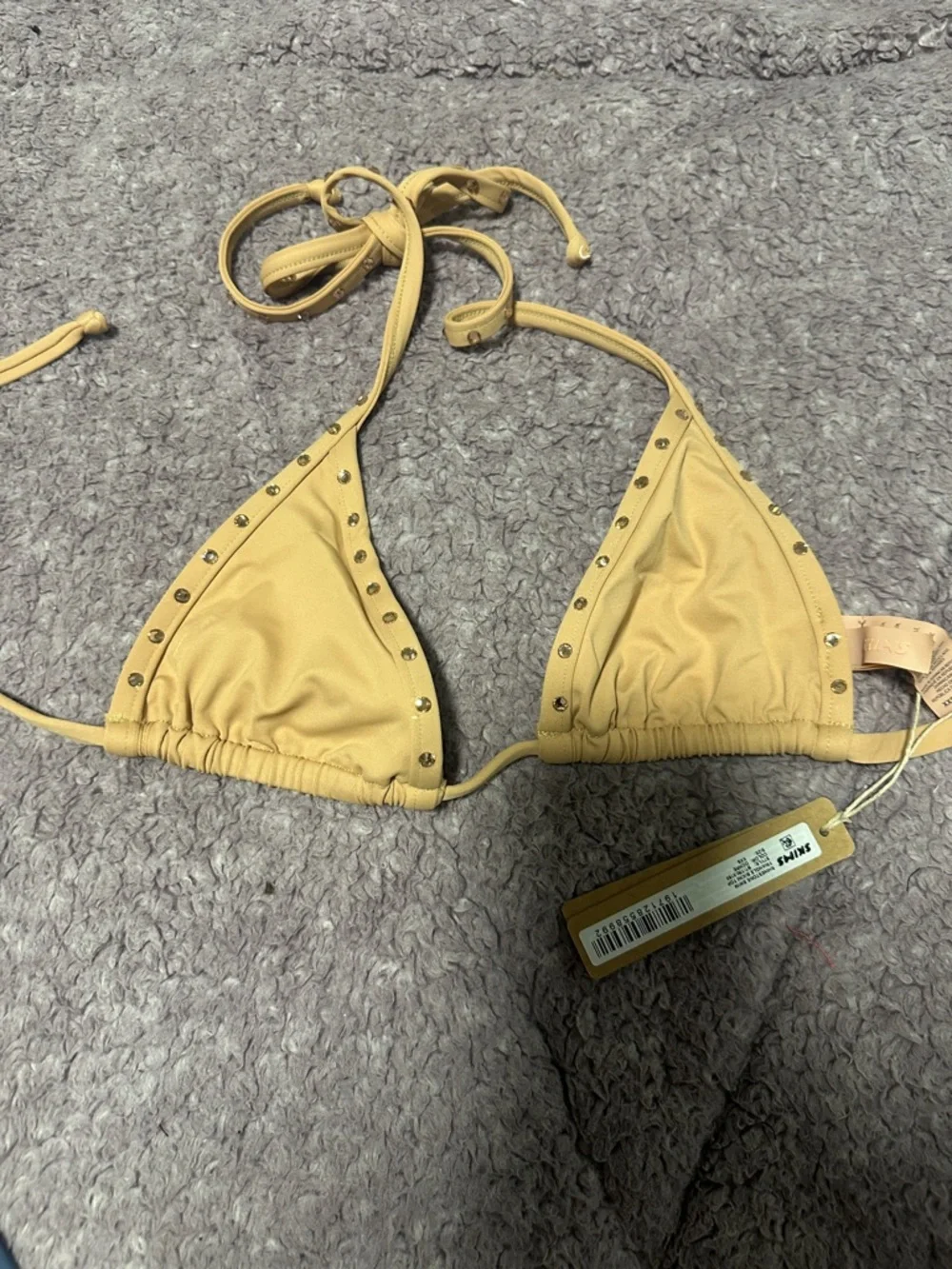 SKIMS Yellow Triangle Stud Bikini Top